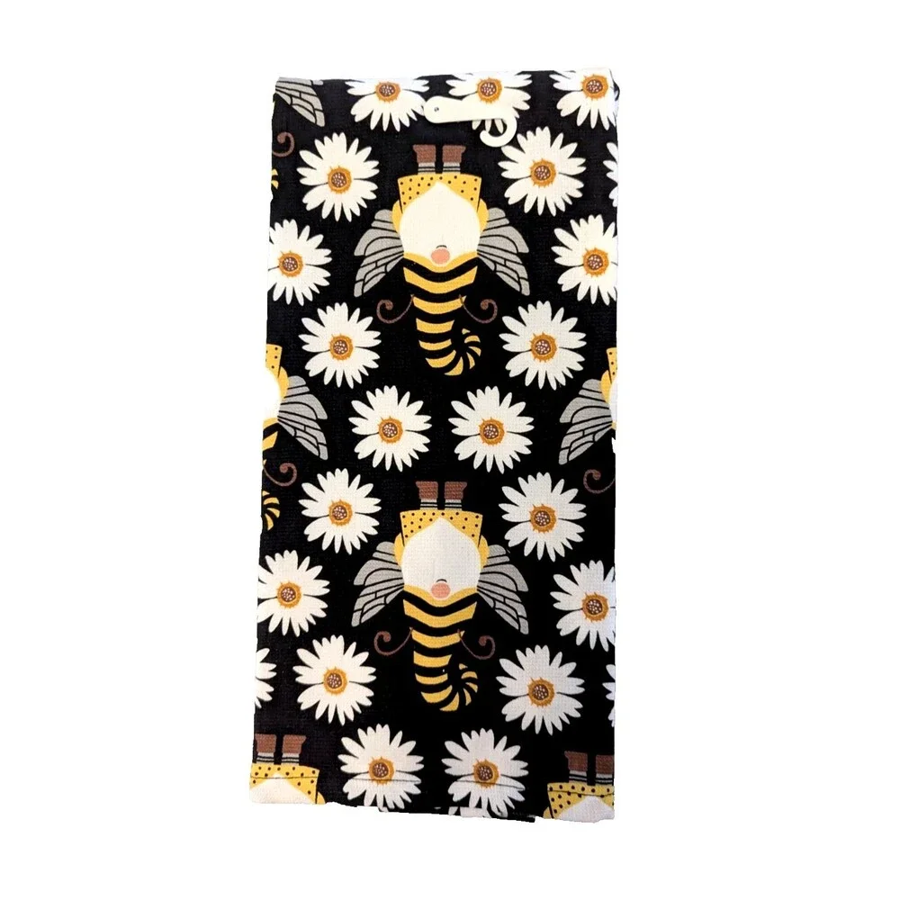 SAVE THE GNOMES Kitchen Towels 3-pc Honey Bee Gnome & Daisy Kay Dee Designs Gift